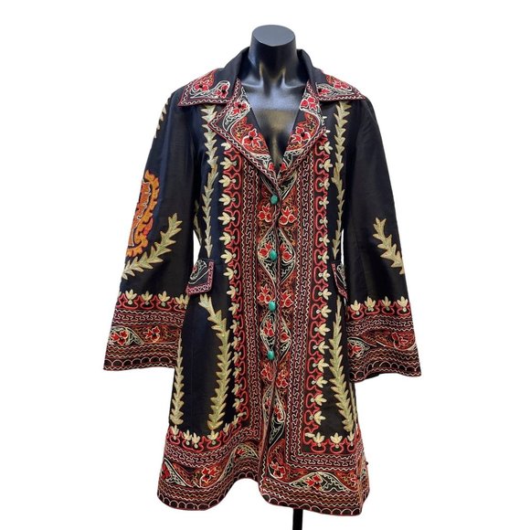 Vintage Collection Jackets & Blazers - *Vintage Collection Black & Multicolored Jacket Embroidered Beaded Large